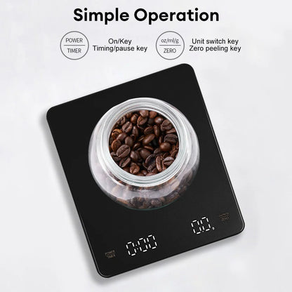 Digital Coffee Scale - Precision Espresso Timer | LED Display, ABS Material, Waterproof - ZOOMNSTORE
