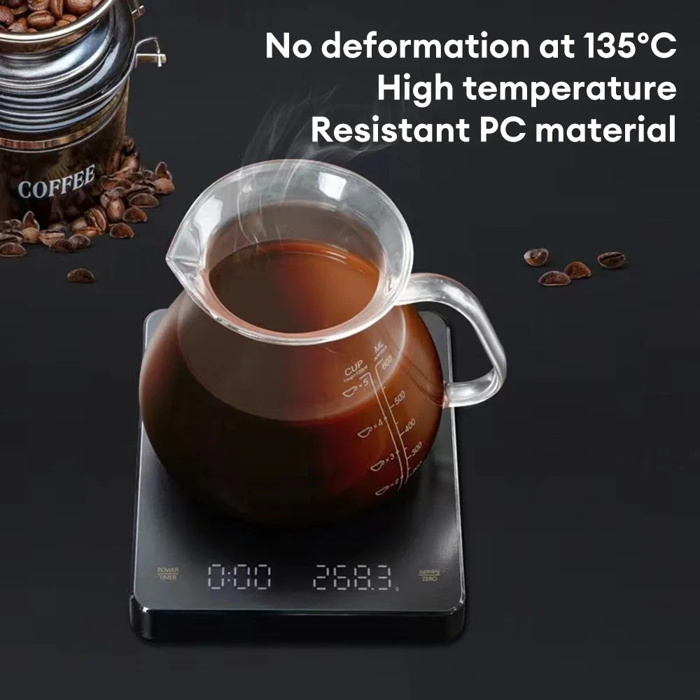 Digital Coffee Scale - Precision Espresso Timer | LED Display, ABS Material, Waterproof - ZOOMNSTORE