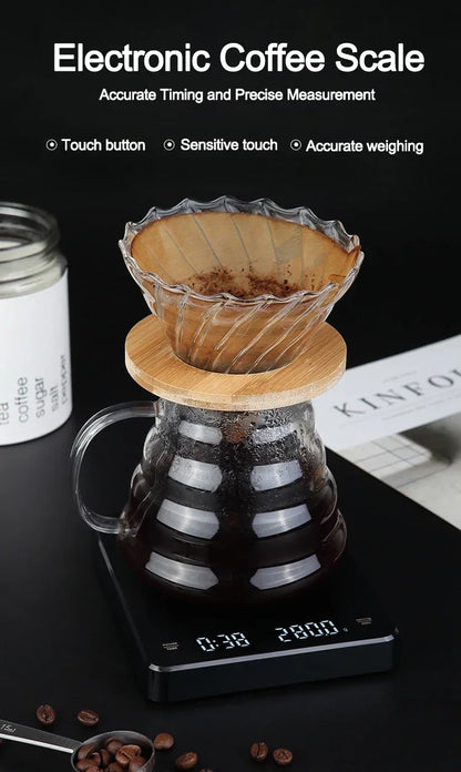 Digital Coffee Scale – Precision Coffee Scale with Timer & Silicone Pad USB Charging - ZOOMNSTORE