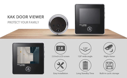 Digital Door Viewer - 2.8" LCD Screen Smart Peephole Camera with Night Vision & Recording - ZOOMNSTORE