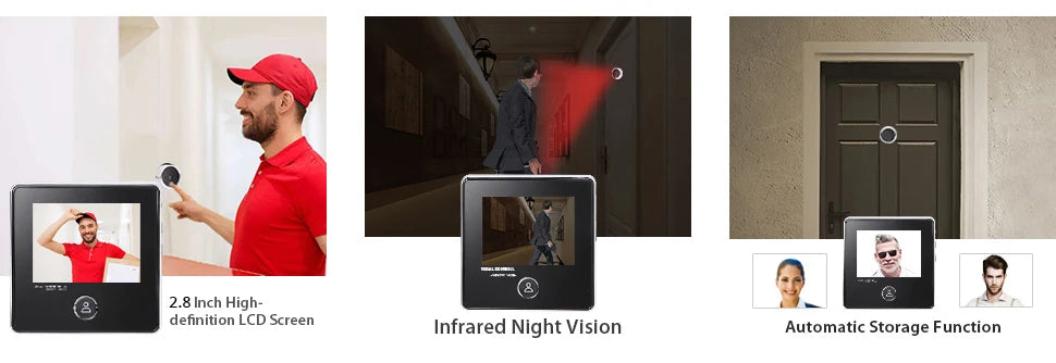 Digital Door Viewer - 2.8" LCD Screen Smart Peephole Camera with Night Vision & Recording - ZOOMNSTORE