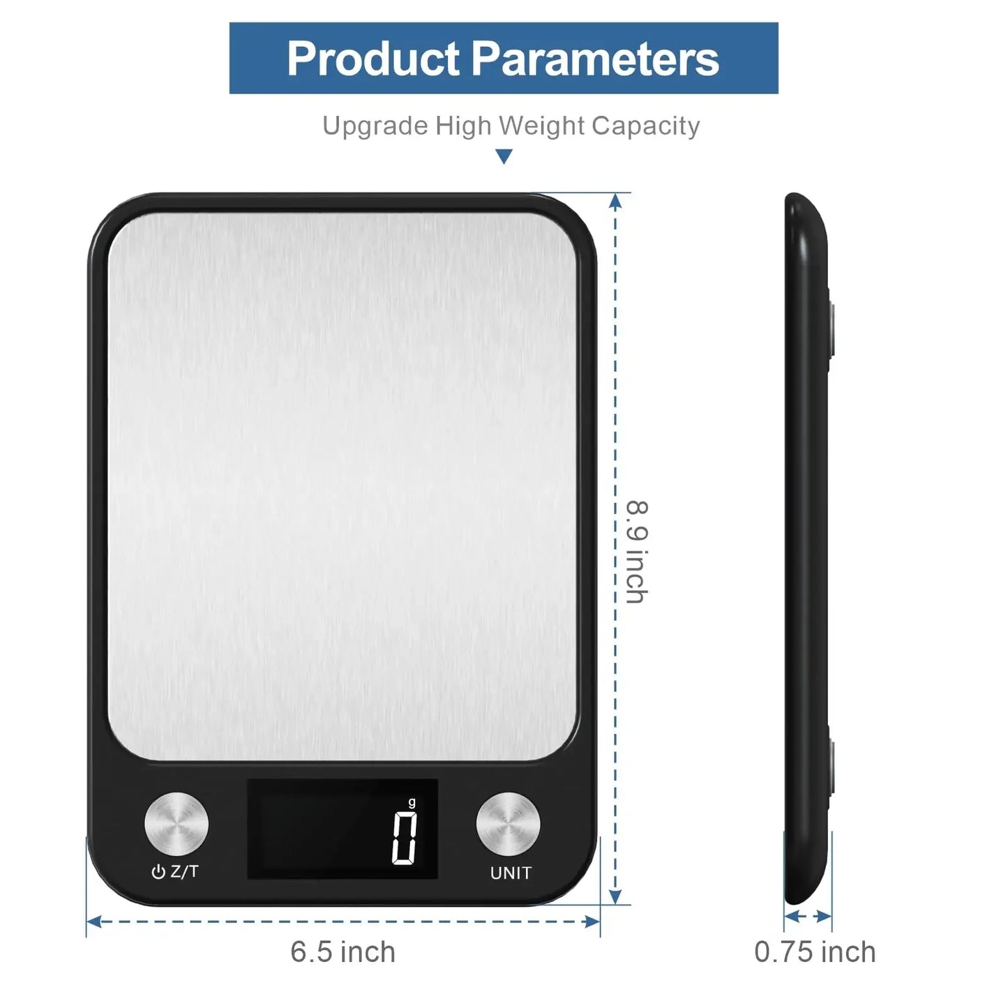 Digital Kitchen Scale - 15kg Stainless Steel Food Weighing Scale with LED Display - ZOOMNSTORE