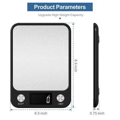 Digital Kitchen Scale - 15kg Stainless Steel Food Weighing Scale with LED Display - ZOOMNSTORE