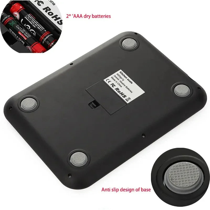 Digital Kitchen Scale - 15kg Stainless Steel Food Weighing Scale with LED Display - ZOOMNSTORE