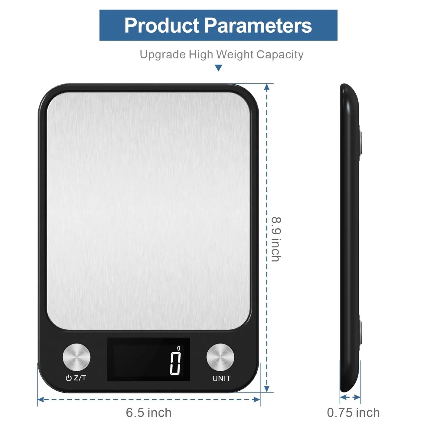 Digital Kitchen Scale - 15kg Stainless Steel Food Weighing Scale with LED Display - ZOOMNSTORE