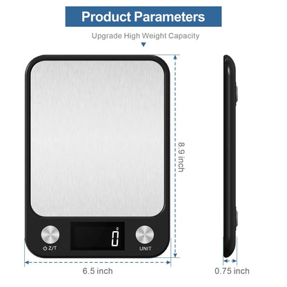 Digital Kitchen Scale - 15kg Stainless Steel Food Weighing Scale with LED Display - ZOOMNSTORE