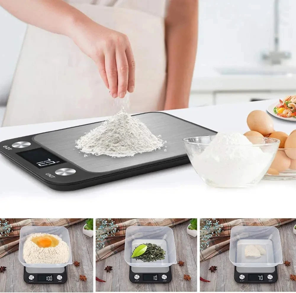 Digital Kitchen Scale - 15kg Stainless Steel Food Weighing Scale with LED Display - ZOOMNSTORE