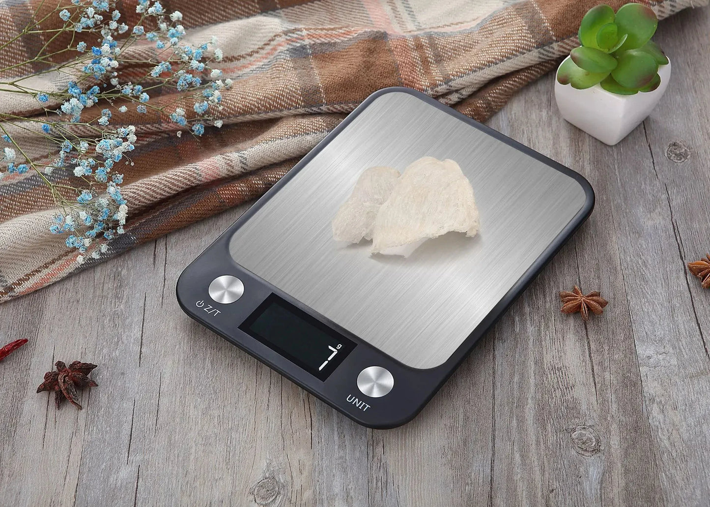 Digital Kitchen Scale - 15kg Stainless Steel Food Weighing Scale with LED Display - ZOOMNSTORE