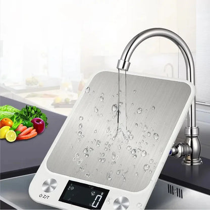 Digital Kitchen Scale - 15kg Stainless Steel Food Weighing Scale with LED Display - ZOOMNSTORE