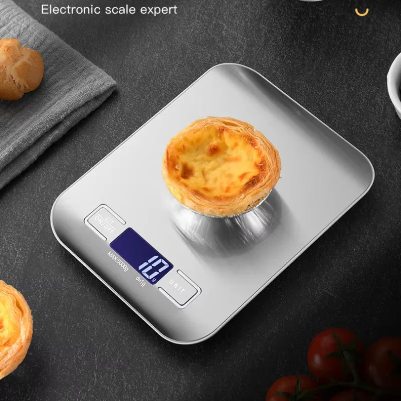 Digital Kitchen Scale - 5kg 1g High Precision Stainless Steel Food Scale LCD Display - ZOOMNSTORE