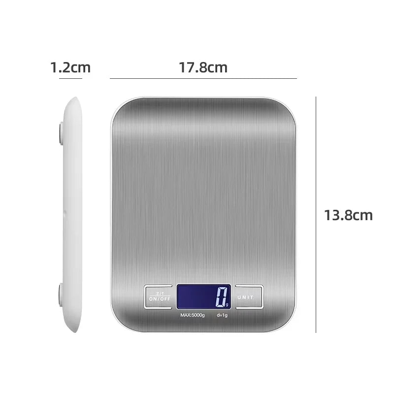 Digital Kitchen Scale - 5kg 1g High Precision Stainless Steel Food Scale LCD Display - ZOOMNSTORE
