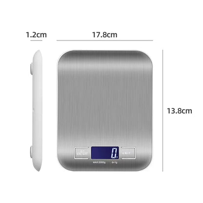 Digital Kitchen Scale - 5kg 1g High Precision Stainless Steel Food Scale LCD Display - ZOOMNSTORE