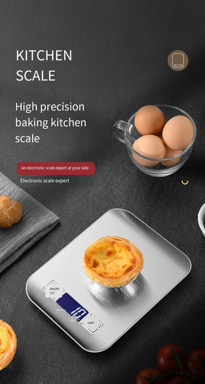 Digital Kitchen Scale - 5kg 1g High Precision Stainless Steel Food Scale LCD Display - ZOOMNSTORE