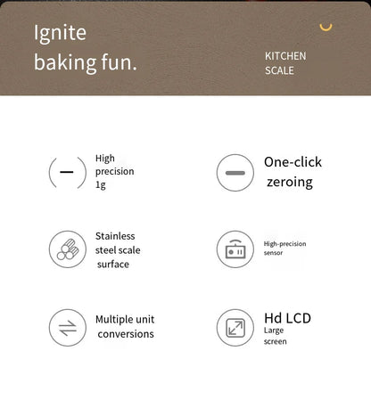 Digital Kitchen Scale - 5kg 1g High Precision Stainless Steel Food Scale LCD Display - ZOOMNSTORE