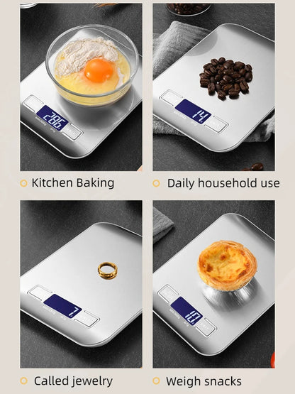 Digital Kitchen Scale - 5kg 1g High Precision Stainless Steel Food Scale LCD Display - ZOOMNSTORE