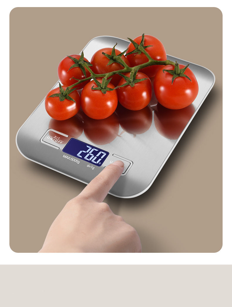 Digital Kitchen Scale - 5kg 1g High Precision Stainless Steel Food Scale LCD Display - ZOOMNSTORE