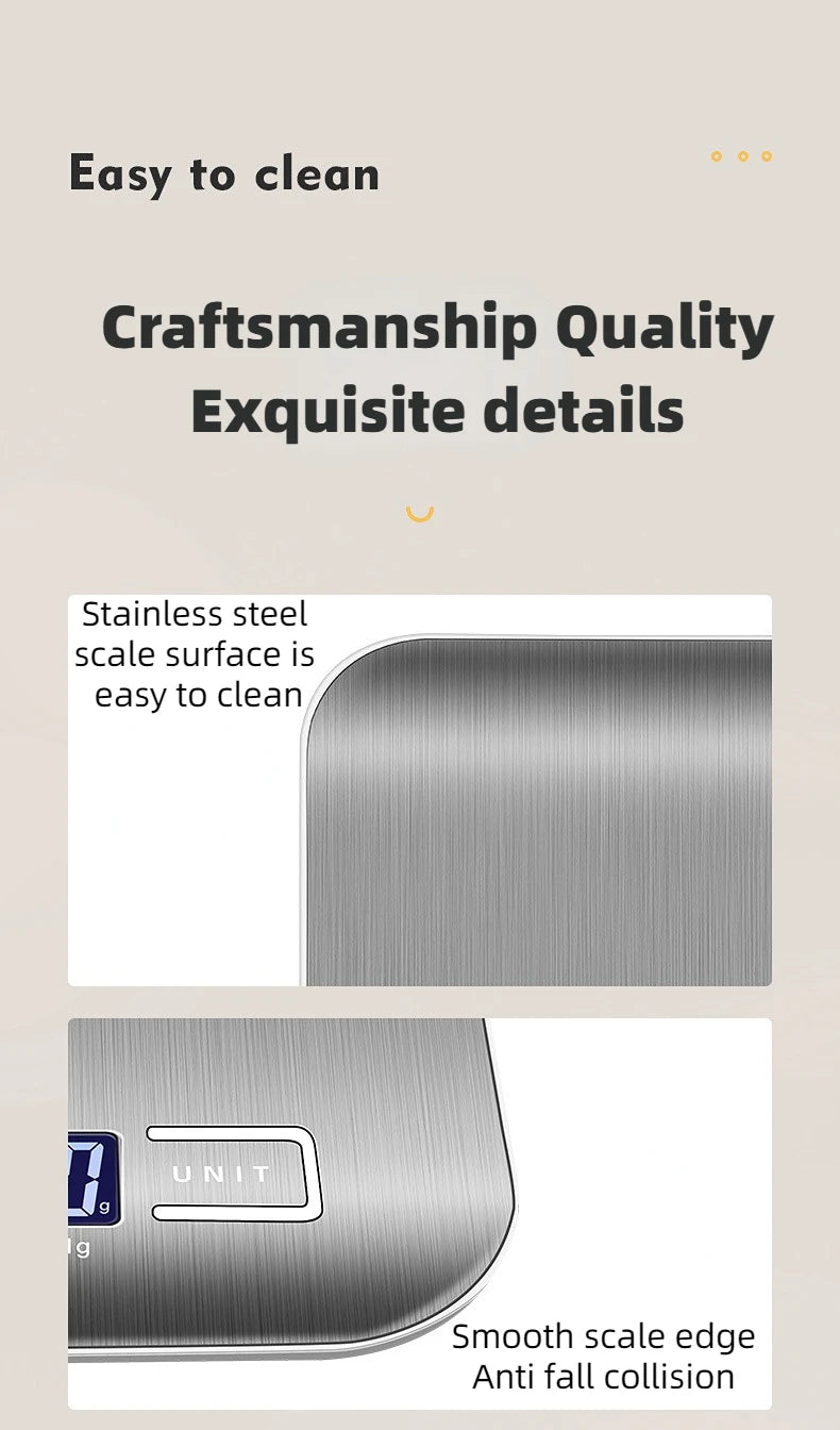 Digital Kitchen Scale - 5kg 1g High Precision Stainless Steel Food Scale LCD Display - ZOOMNSTORE