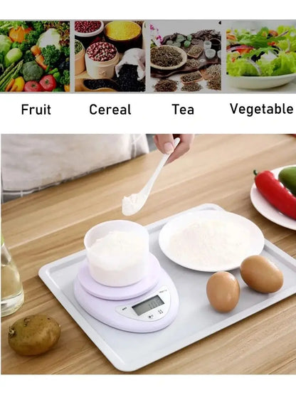 Digital Kitchen Scale - 5kg Portable Food Weight Balance with LED Display - ZOOMNSTORE