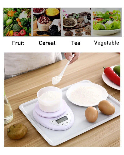 Digital Kitchen Scale - 5kg Portable Food Weight Balance with LED Display - ZOOMNSTORE