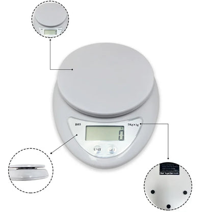 Digital Kitchen Scale - 5kg Portable Food Weight Balance with LED Display - ZOOMNSTORE