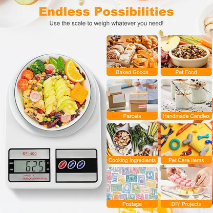 Digital Kitchen Scale 22lb/10kg Capacity, Stainless Steel Food Scale with oz/g Units | Replaceable Battery Power | - ZOOMNSTORE