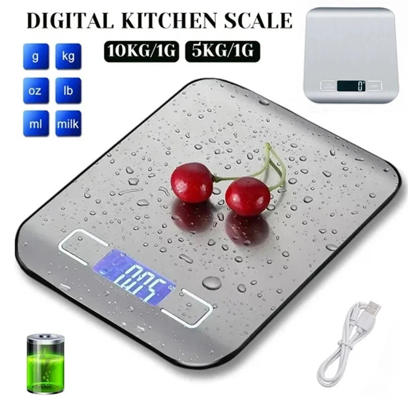 Digital Kitchen Scale - Portable Weighing Scale with LCD Display & USB Charging - ZOOMNSTORE