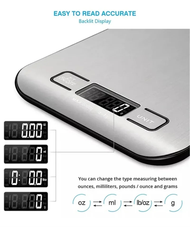 Digital Kitchen Scale - Portable Weighing Scale with LCD Display & USB Charging - ZOOMNSTORE
