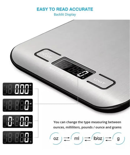 Digital Kitchen Scale - Portable Weighing Scale with LCD Display & USB Charging - ZOOMNSTORE