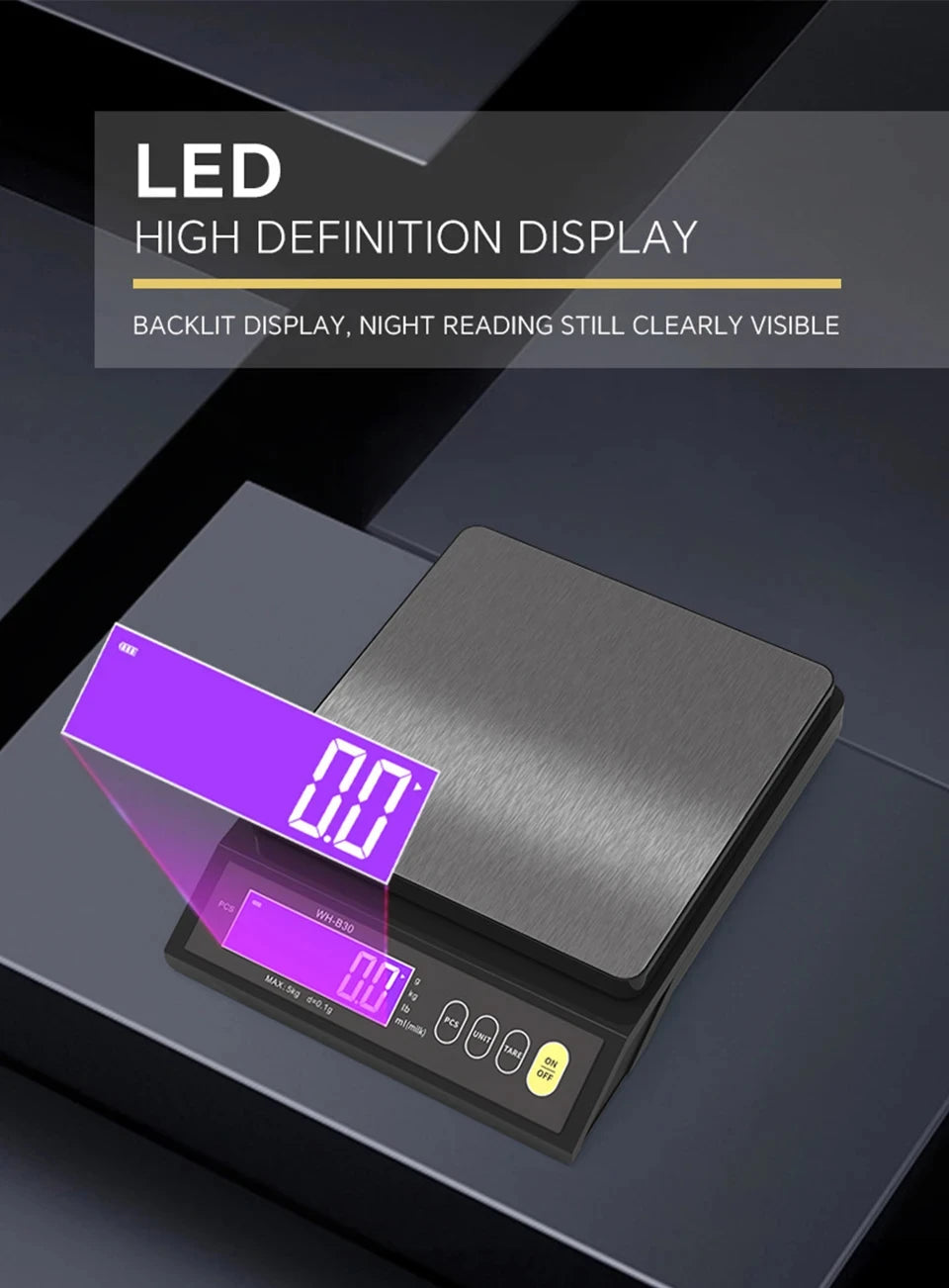 Digital Kitchen Scale – Waterproof Stainless Steel Precision Food Scale With LCD Display - ZOOMNSTORE