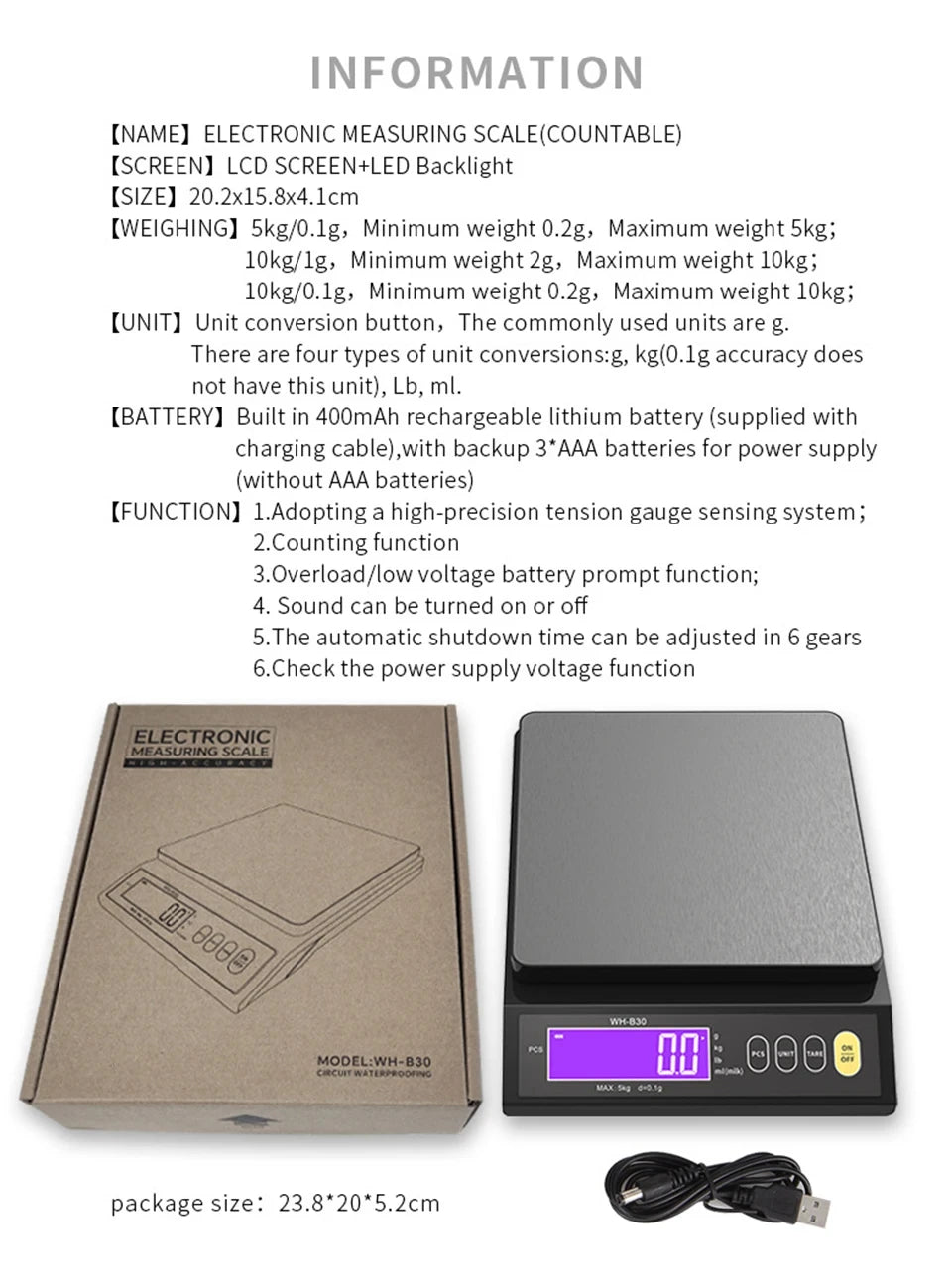 Digital Kitchen Scale – Waterproof Stainless Steel Precision Food Scale With LCD Display - ZOOMNSTORE