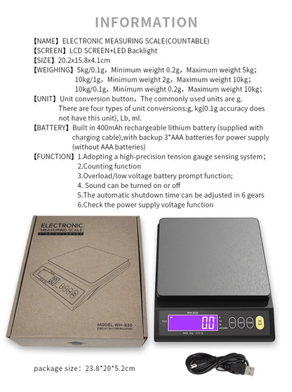 Digital Kitchen Scale – Waterproof Stainless Steel Precision Food Scale With LCD Display - ZOOMNSTORE