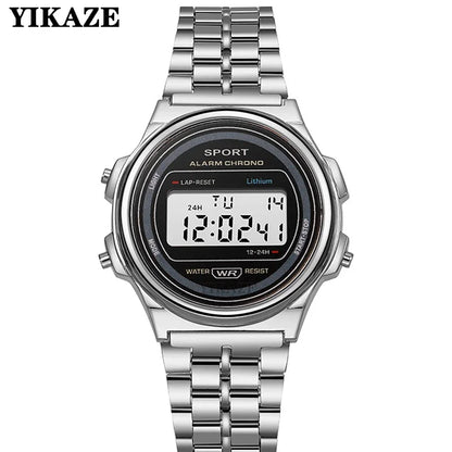 Digital Men's Watch - Stainless Steel Classic Business Waterproof Sports Wristwatch - ZOOMNSTORE
