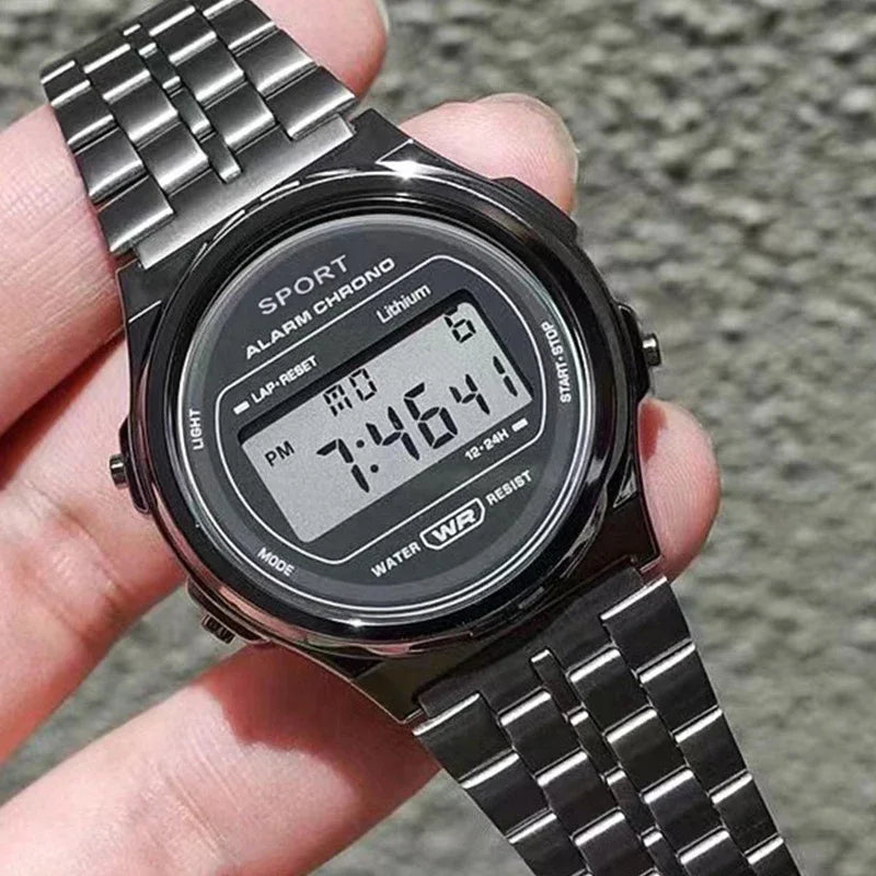 Digital Men's Watch - Stainless Steel Classic Business Waterproof Sports Wristwatch - ZOOMNSTORE