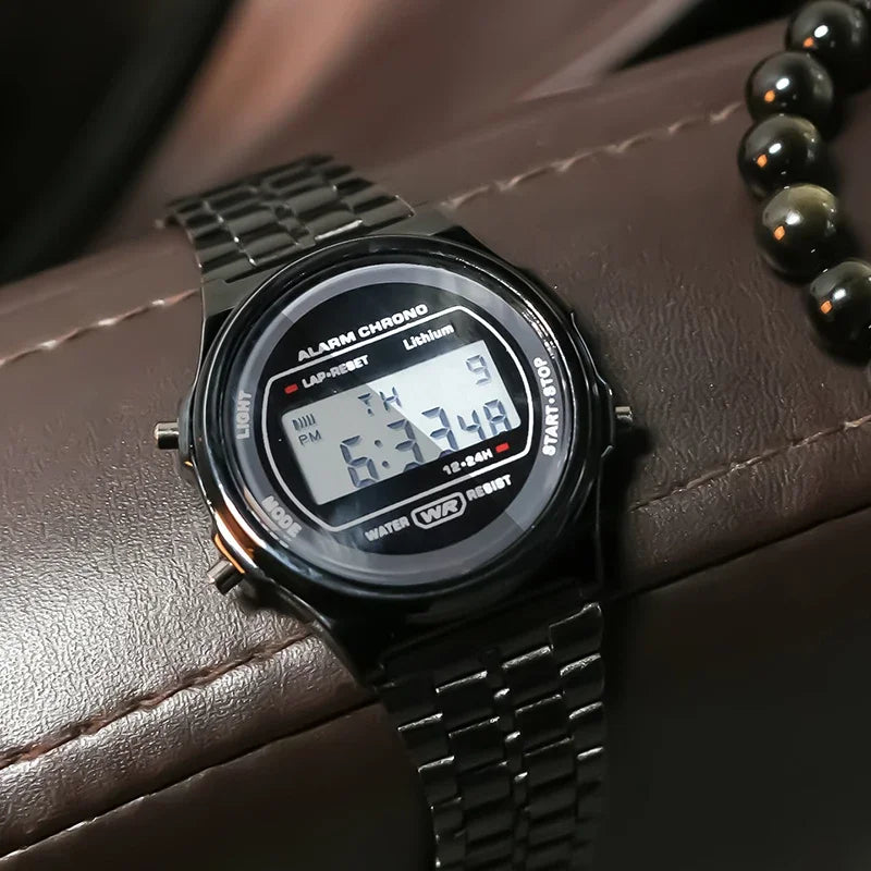 Digital Men's Watch - Stainless Steel Classic Business Waterproof Sports Wristwatch - ZOOMNSTORE