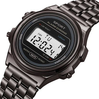 Digital Men's Watch - Stainless Steel Classic Business Waterproof Sports Wristwatch - ZOOMNSTORE
