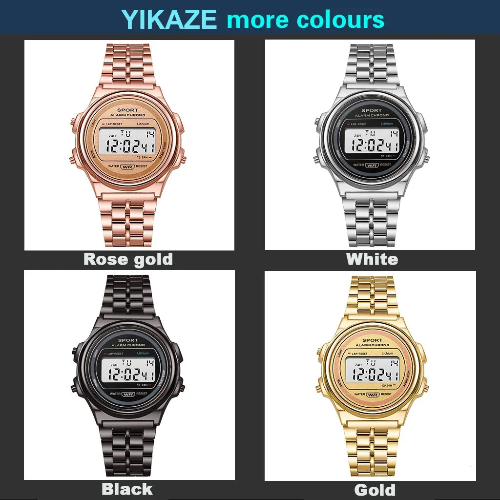 Digital Men's Watch - Stainless Steel Classic Business Waterproof Sports Wristwatch - ZOOMNSTORE