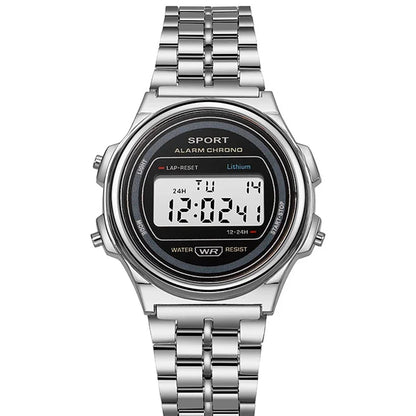 Digital Men's Watch - Stainless Steel Classic Business Waterproof Sports Wristwatch - ZOOMNSTORE