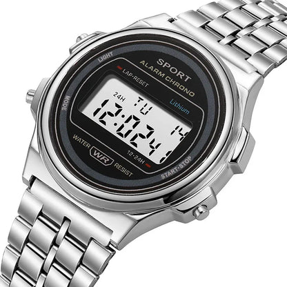 Digital Men's Watch - Stainless Steel Classic Business Waterproof Sports Wristwatch - ZOOMNSTORE