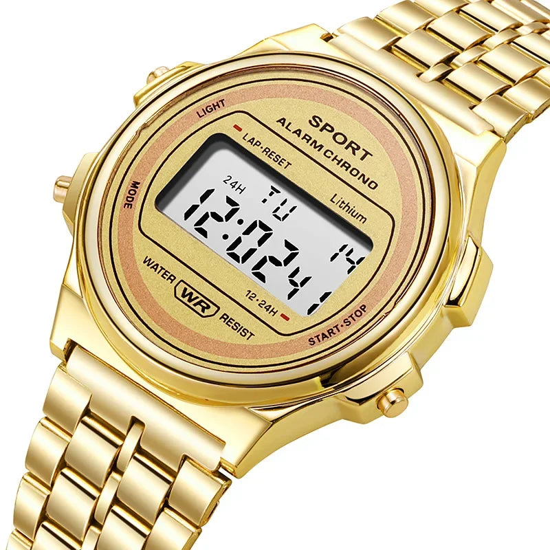 Digital Men's Watch - Stainless Steel Classic Business Waterproof Sports Wristwatch - ZOOMNSTORE