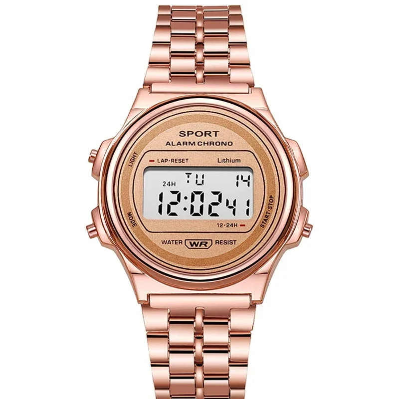 Digital Men's Watch - Stainless Steel Classic Business Waterproof Sports Wristwatch - ZOOMNSTORE