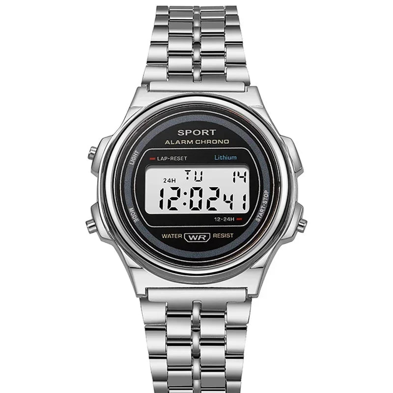 Digital Men's Watch - Stainless Steel Classic Business Waterproof Sports Wristwatch - ZOOMNSTORE