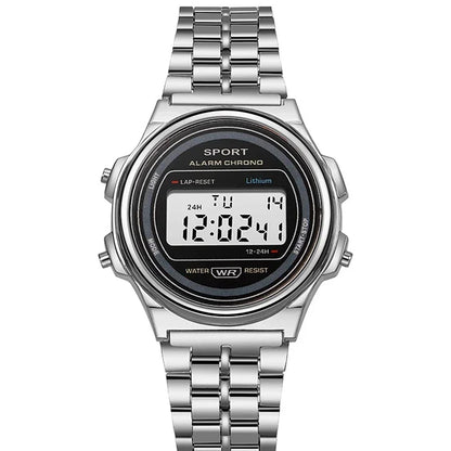 Digital Men's Watch - Stainless Steel Classic Business Waterproof Sports Wristwatch - ZOOMNSTORE