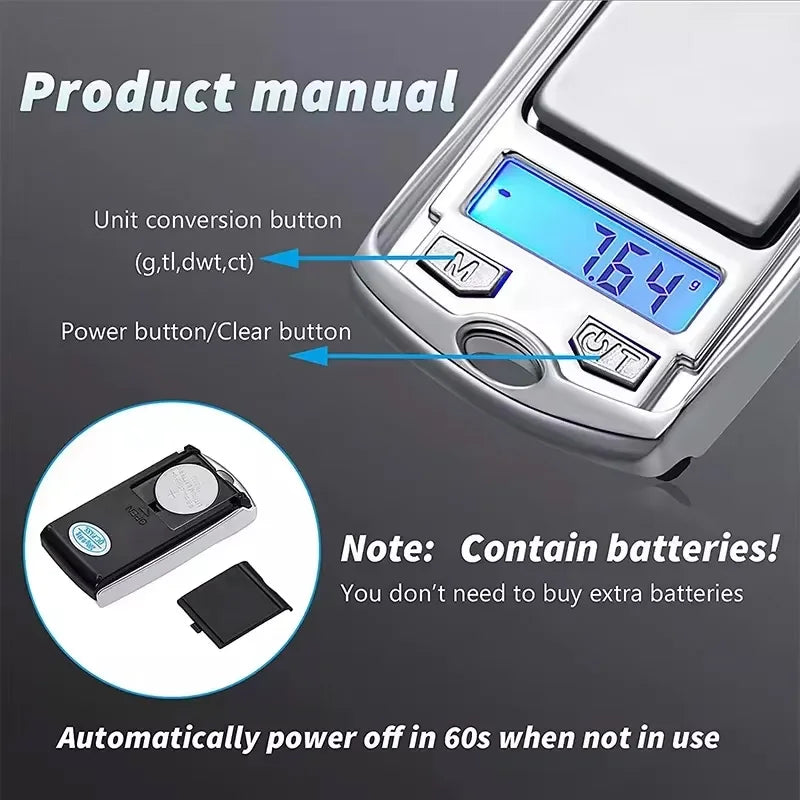 Digital Pocket Scale - Portable Jewelry Precision Mini Scale 200g LCD Backlit Display - ZOOMNSTORE