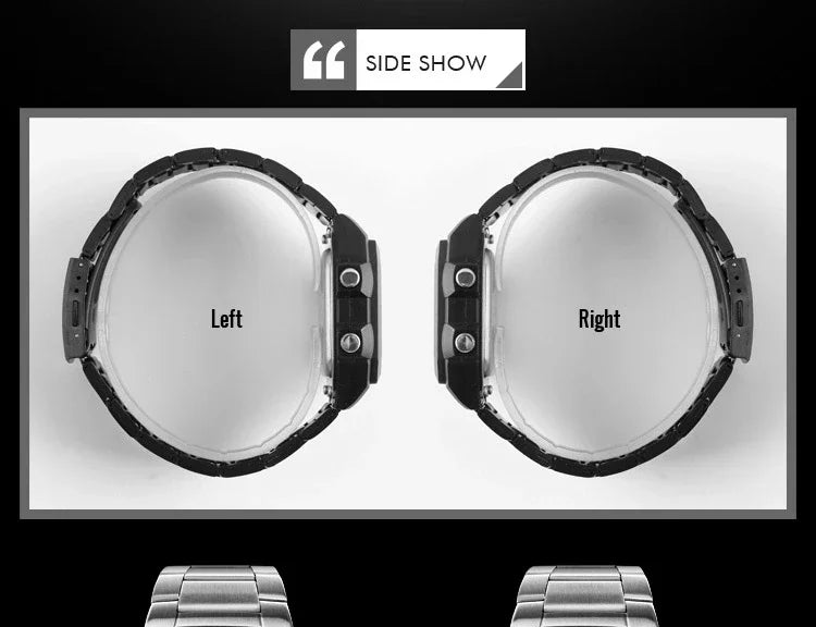 Digital Sport Watch - Men's Waterproof Stainless Steel Band Retro Chronograph Wristwatch - ZOOMNSTORE