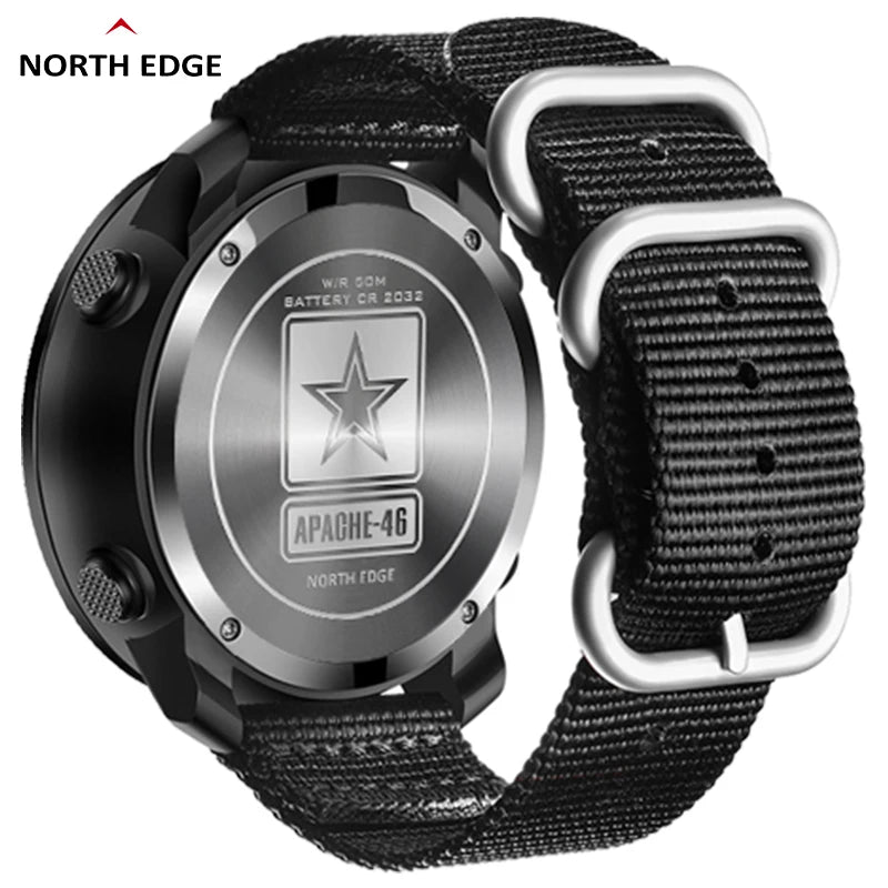 NORTH EDGE Apache-46 Mens Digital Outdoor Sports Watch - Altimeter Barometer Compass WR50M - ZOOMNSTORE