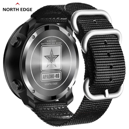 NORTH EDGE Apache-46 Mens Digital Outdoor Sports Watch - Altimeter Barometer Compass WR50M - ZOOMNSTORE