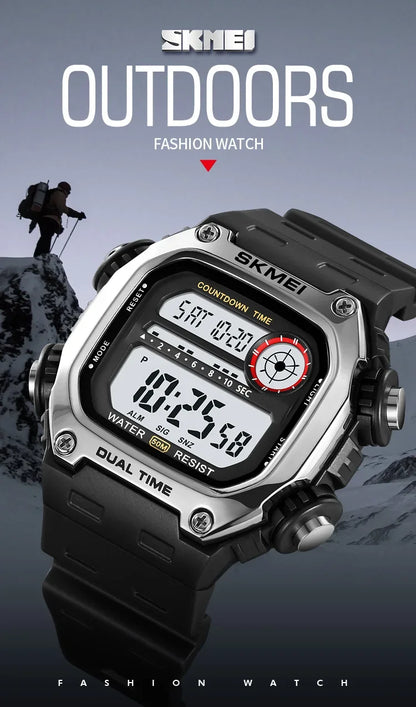 Digital Sport Watch - Waterproof Wristwatch With Countdown Timer & Alarm Function - ZOOMNSTORE