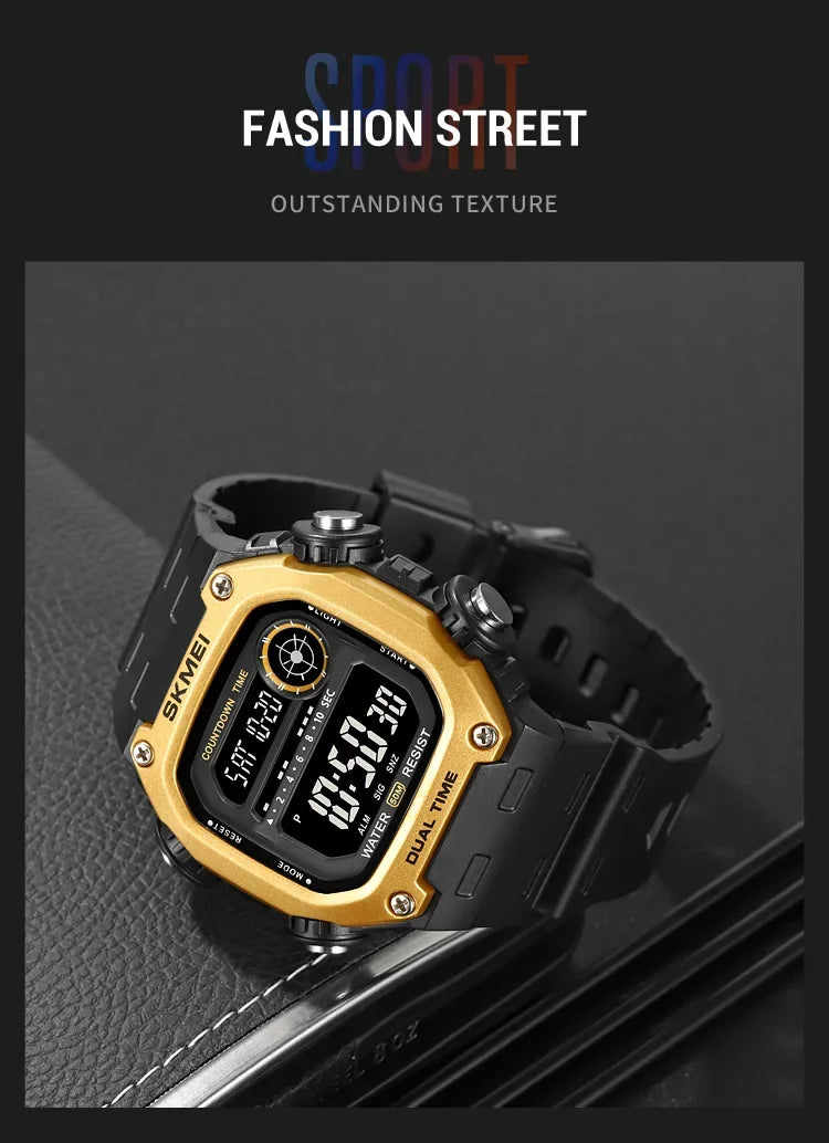 Digital Sport Watch - Waterproof Wristwatch With Countdown Timer & Alarm Function - ZOOMNSTORE