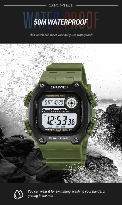 Digital Sport Watch - Waterproof Wristwatch With Countdown Timer & Alarm Function - ZOOMNSTORE