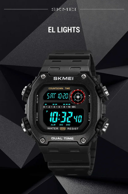 Digital Sport Watch - Waterproof Wristwatch With Countdown Timer & Alarm Function - ZOOMNSTORE